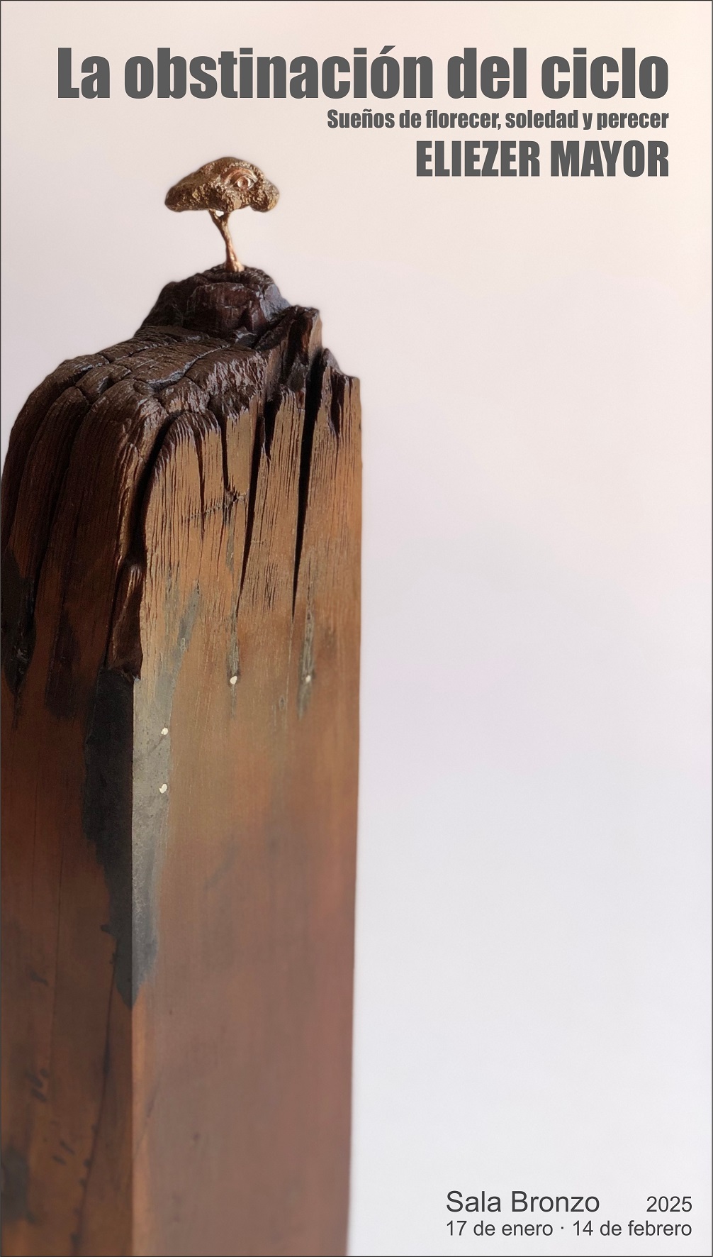 Cartel de la exposición "La obstinación del ciclo" de Eliezer Mayor en Espacio Bronzo